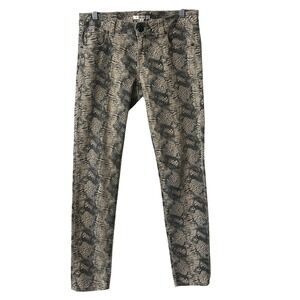 Cabi Snakeskin Print Skinny Leg Jeans Neutral Tones Denim Pants Size 4‎